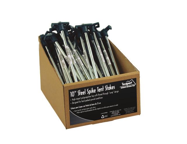 14958PDQ 7" Aluminum Tent Stakes PDQ Packed 14184PDQ 9" Steel Tent Stakes PDQ Packed High-strength aluminum alloy Each peg weighs less than 2/3 oz.