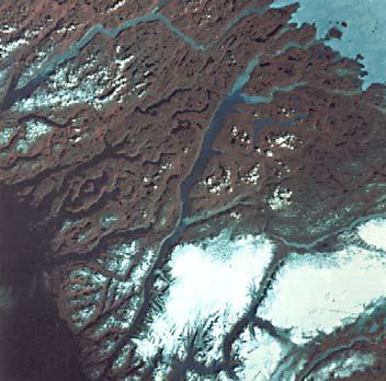 Landsat Image Moves 7 km/y West Greenland Fiords Ice Sheet