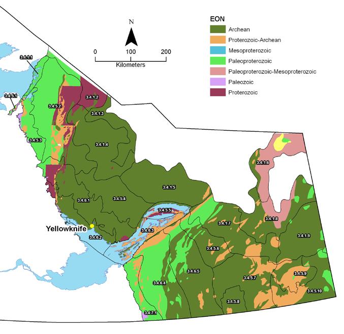 GEOLOGIC AGE Figure 17. Bedrock geology of the Northwest Territories Taiga Shield showing major geologic age classes. (sources: Wheeler et al. 1997; Stubley 2005).