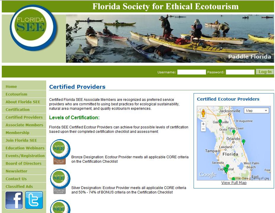 Florida SEE Certification Program: The Florida SEE Certified logo insures that ecotravelers have