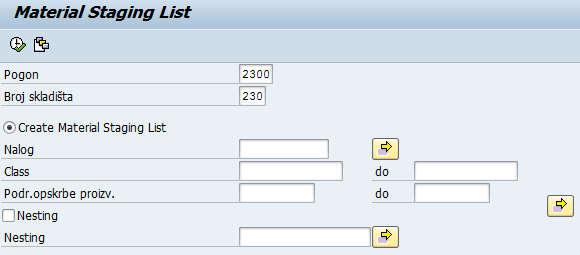 Opcija izrade picking liste u SAP-u se primjenjuje kod zahtjeva za materijal u proizvodnji gotovih proizvoda (npr. strojeva i ventila). Za to se koristi transakcija ZWM_001 (slika 3.48) Slika 3.