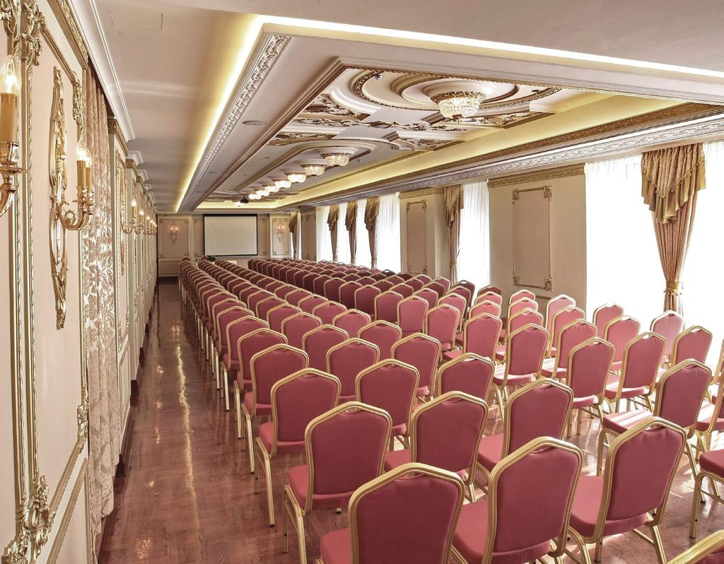 A PROGRESSIVE SYNERGY OF CLASSIC AND INNOVATION In its conference rooms, hotel Moskva can host all kinds of meetings, from small gatherings to big conferences.