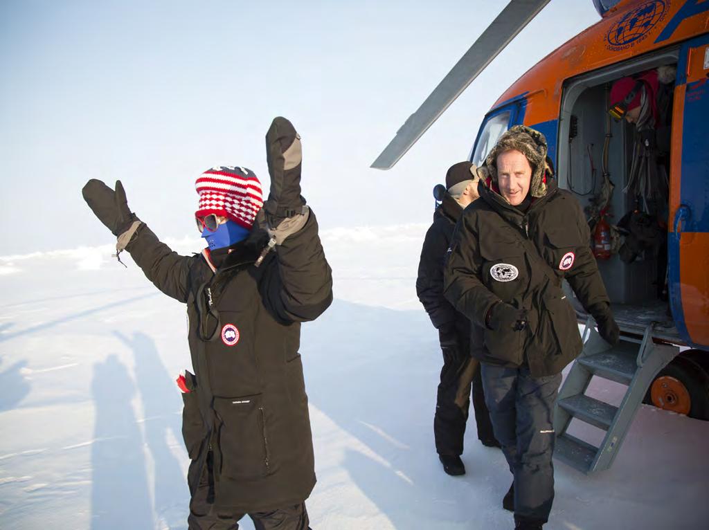 excitement mounts as you prepare for your Mi8 helicopter flight to the northernmost point on earth. Here, there is only ice, and the Arctic Ocean is approximately 2.5 miles (4 km) deep at this point.