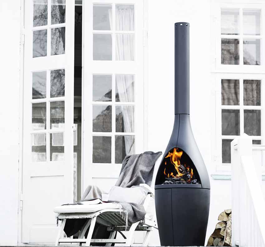 The outdoor fireplace Morsø Kamino is shaped from cast iron and can besides decorating and heating