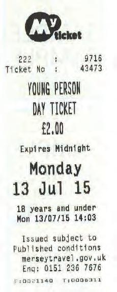 MyTicket MyTicket: Is a one-day bus ticket for young people aged 18 and under. It is valid at any time on the day it is bought.