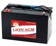 4 BATTERIES & ACCESSORIES LION DEEP CYCLE BATTERIES The Lion AGM (Absorbed Glass Mat) range of batteries feature a fully sealed design with active electrolytes held between