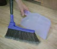 400-00650 ADJUSTABLE BROOM WITH CLIP ON DUST PAN Full size broom telescopes down to store compactly.