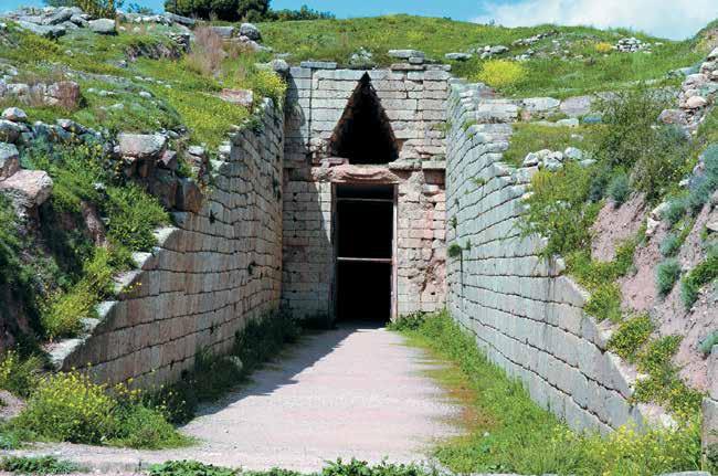 Entrance to the Treasury of Atreus, a tholos tomb built around 1250 B.C. JAMES L. STANFIELD eastern wing. A clay idol with a small altar was found on one of the columns.