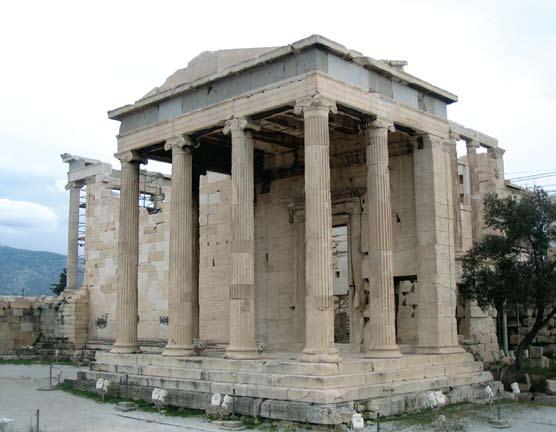 The restoration of the Erechtheion The Erechtheion, the monument-depository of the most ancient Athenian traditions, built between 421 and 406 B.C., is an Ionic prostyle building.