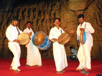 Hon ble Minister for Tourism & Registration, Thiru N. Suresh Rajan and Chief Secretary to Government, Thiru K.S. Sripathy, IAS beating drums to inaugurate the Indian Dance Festival 09 at Mamallapuram on Thursday 25th December, 2008.