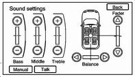 20 Uvod Namještanje zvučnika Za namještanje raspodjele zvuka u zvučnicima upotrijebite izbornik Sound settings (Postavke zvuka): Pritisnite i držite ] za više zvuka iz lijevih zvučnika, ili [ za više