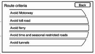 60 Navigacija Avoid Motorway (Izbjegni autocestu): Izbjegavanje autocesta. Avoid toll road (Izbjegni cestarinu): Izbjegavanje naplate cestarine.
