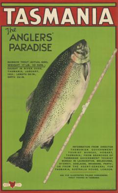 Tasmania: The Anglers' Paradise Beattie s Studio Colour lithograph c.