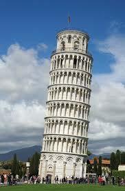 This is a close up view of the Leaning Tower of Pisa.