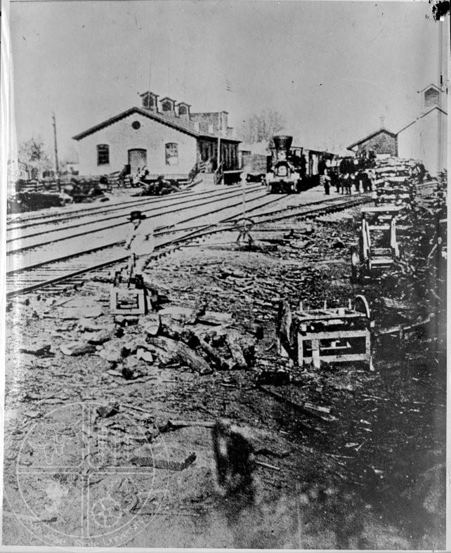 [83] Bassett Street Depot. San Jose s first railroad station was located near San Pedro and Bassett Streets.