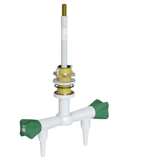 SUSPENDED 2-VALVE FITTING Handle: Plastic, with media indication according to EN13792 700mm hoses with OD 10mm inlet connection Hose nozzle: Fixed plastic (can be unscrewed by hand, thread: male