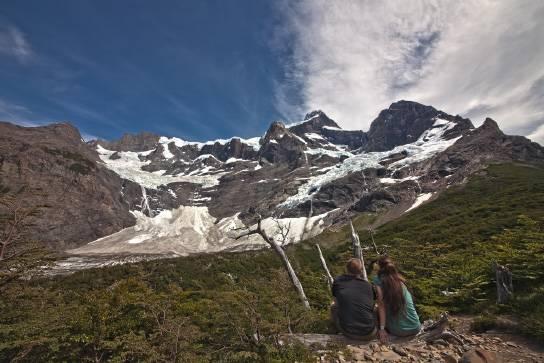 Upon reaching the suspension bridge, there is a spectacular view of the French Glacier and once across the bridge, the Italian Camp, located within an