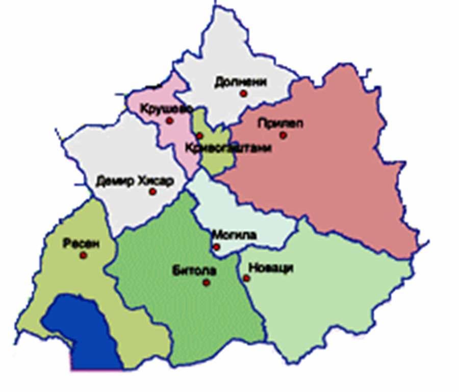 Населението и системот на населби во Пелагонискиот плански регион... Карта 1.
