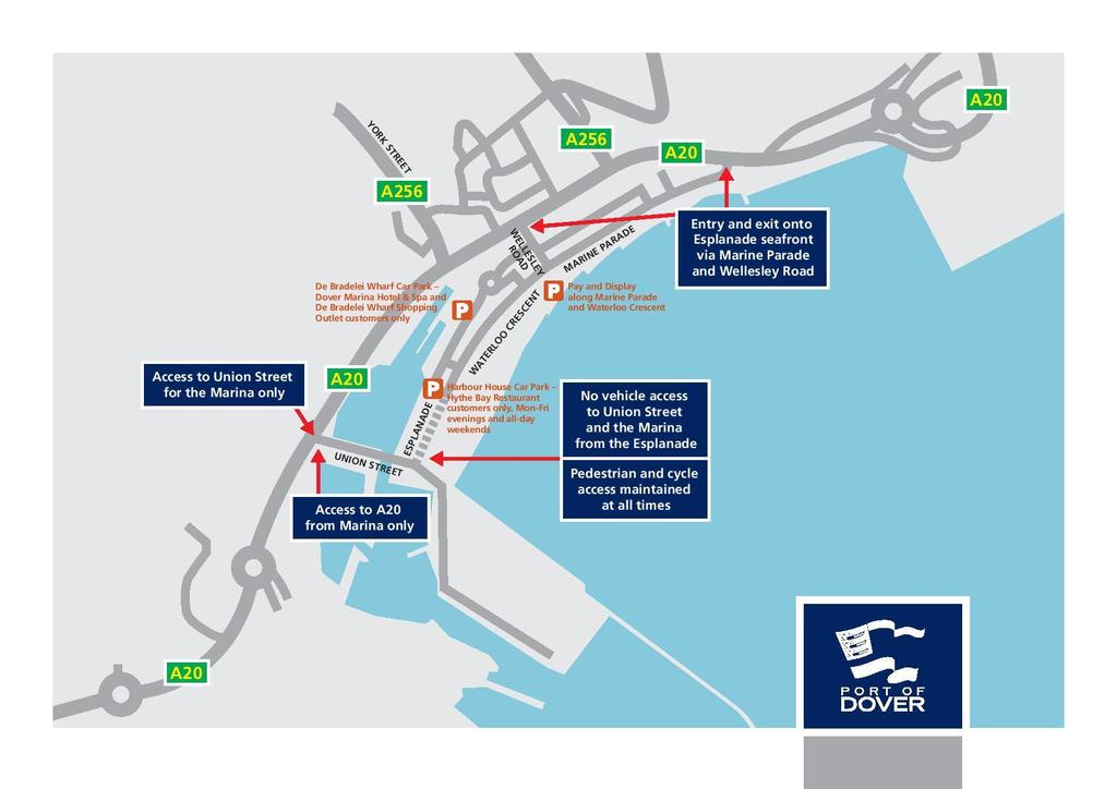 CHANGES TO THE SEAFRONT ESPLANADE As a result of the DWDR regeneration work, there will be some changes to the seafront area to establish the construction zone.