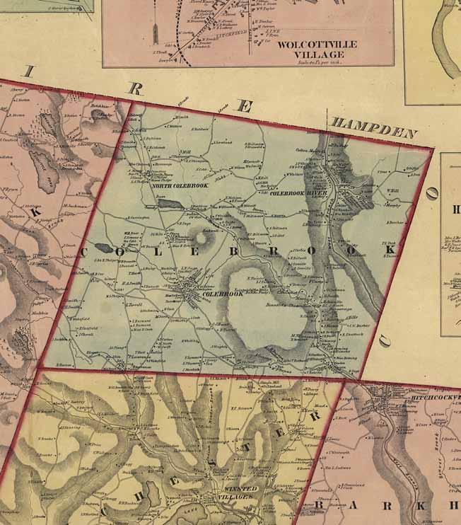 COLEBROOK 12 Map of Litchfield County, Connecticut 1859