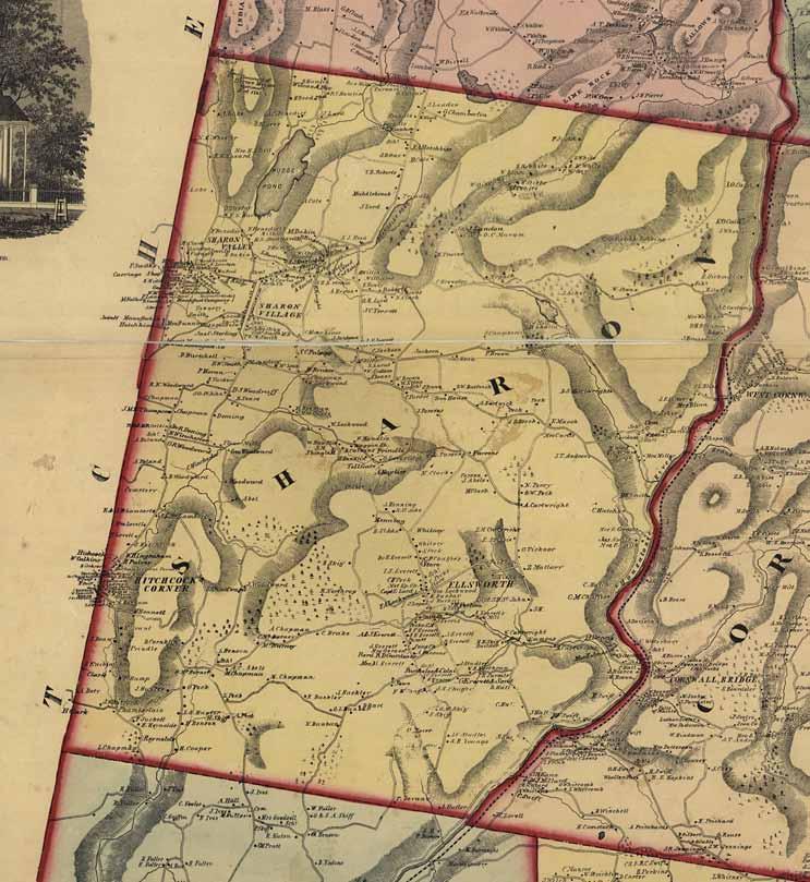 SHARON 40 Map of Litchfield County, Connecticut 1859