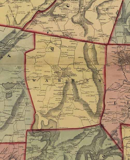 WARREN 44 Map of Litchfield County, Connecticut 1859