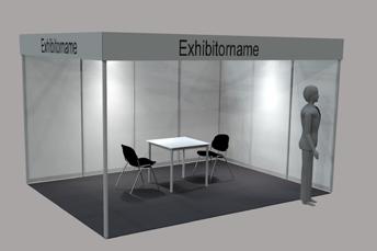 de Website: Basic package included services Covering the entire floor area of the booth with grey needle punch carpet Stand partition walls to the neighbouring booths, 250 cm high, Octanorm system,