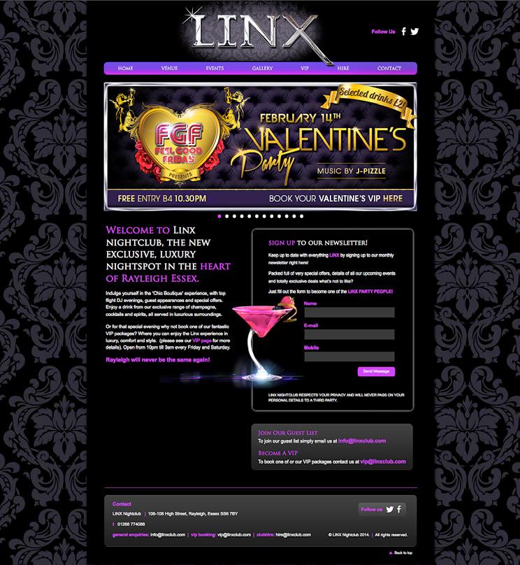 digital Linx Nightclub website