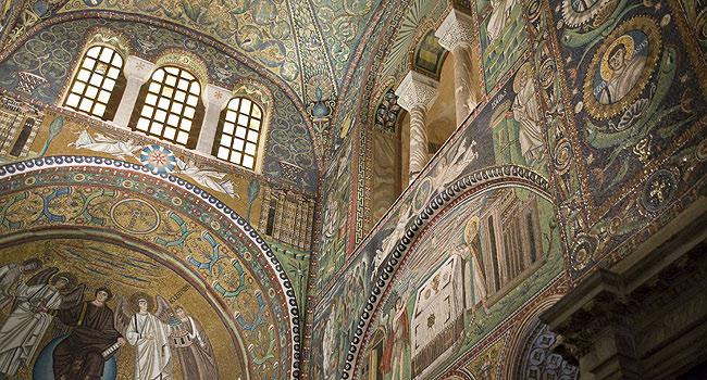sumptuous mosaics. These beautifully preserved Byzantine mosaics put great emphasis on nature, which you can see in the delicate rendering of sky, earth, and animals.