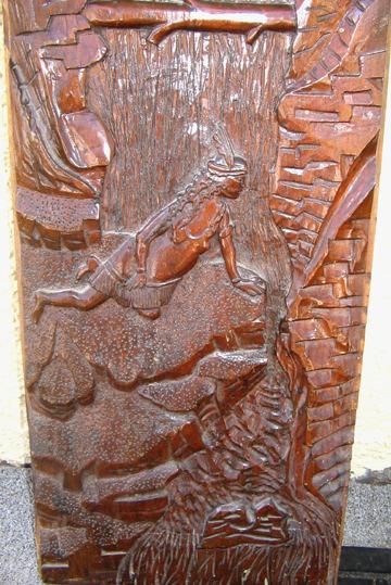 Here is the information that we received: The panels were, supposedly, carved by the Mayor of Jasper approximately 75 years ago.
