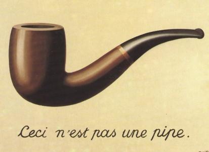 striga. 32 (sjá mynd). Bæði þessi verk minna á verkið C est ne pas une Pipe eftir René Magritte (1898-1967) þar sem spilað inn á mótsögnina og húmor í formi texta og myndar.