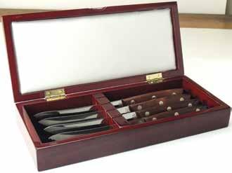 Redwood gift box includes four Parisian TM steak knives with black Delrin