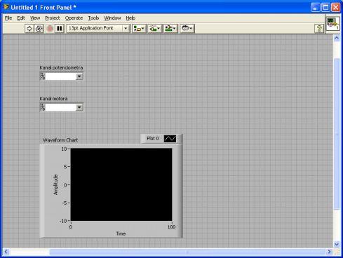 Слика 5. Екран за активно праћење Сада треба креирати показиваче угла потенциометра, у облику казаљке и дигитално.