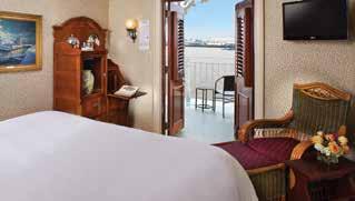 C SO OUTSIDE STATEROOMS WITH OPEN VERANDA Settle in your sitting area, open the French doors to the deck, and greet the day as the banks of the river slip majestically by.