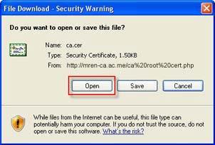 Kako importovati sertifikat u Internet Explorer/Outlook Express? Korak 1 od 3: Prebacivanje PKCS#12 skupa na vaš kompjuter Potrebno je da se mycertificate.p12 nalazi u vašem kompjuteru.
