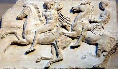 Classic Greek Sculpture Athenians decorated the most important temple, the Parthenon, with sculptures that were larger than life, and with a continuous relief sculpture on the frieze (the top of the