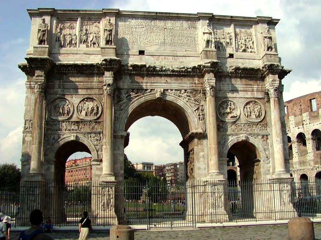 Triumphal Arches Emperors built large triumphal arches to commemorate their greatest achievement and to show their power. They were built on a main road as you would enter a city.