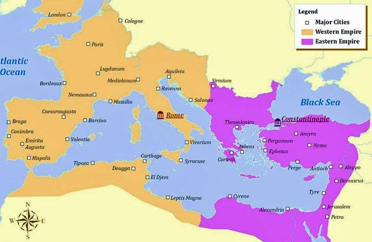 Division of Roman Empire: Move of capital by