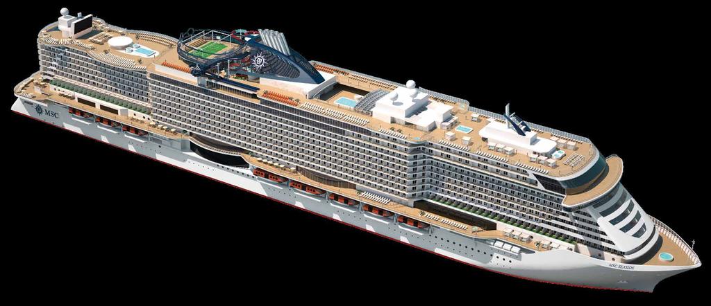 20 CAMPAGNE BAR BISCAYNE BAY BUFFET & PIZZERIA OCEAN CAY BUTCER S CUT JUNGLE POOL LOUNGE WIT SLIDING ROOF DECK 18 MSC YACT CLUB -18-19 MSC SEASIDE SPECS AND FEATURES LENGT 1,059 ft. BEAM 135 ft.
