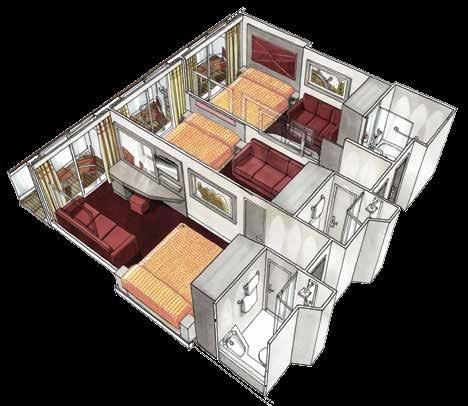 plus a balcony 0f 75 sq. ft.* These comfortable suites come with a queen bed, ** a seating area and a private balcony with whirlpool tub.