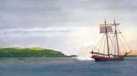 1812 - Star Spangled Nation Bombardment of Havre de Grace, Maryland James Iams, ASMA, Watercolor,