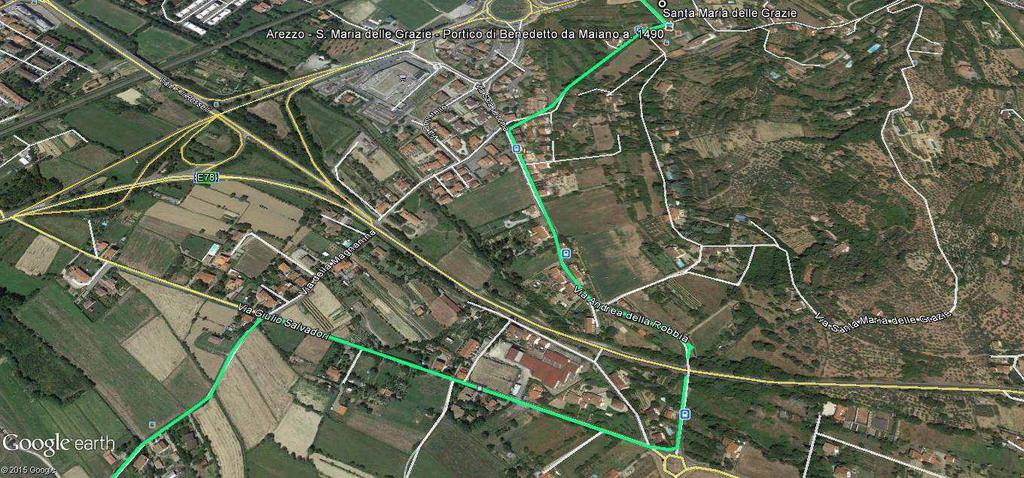 which we follow up to the underpass of the main Arezzo bypass, and at the next crossroad or roundabout, we turn right
