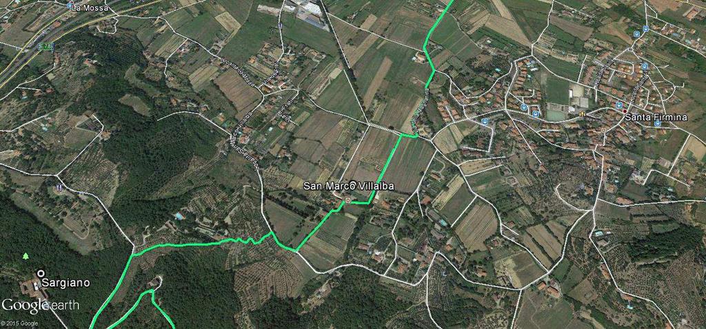 which we shall follow for about 2 Km passing through the suburbs of Santa Firmina and San Marco Villalba.