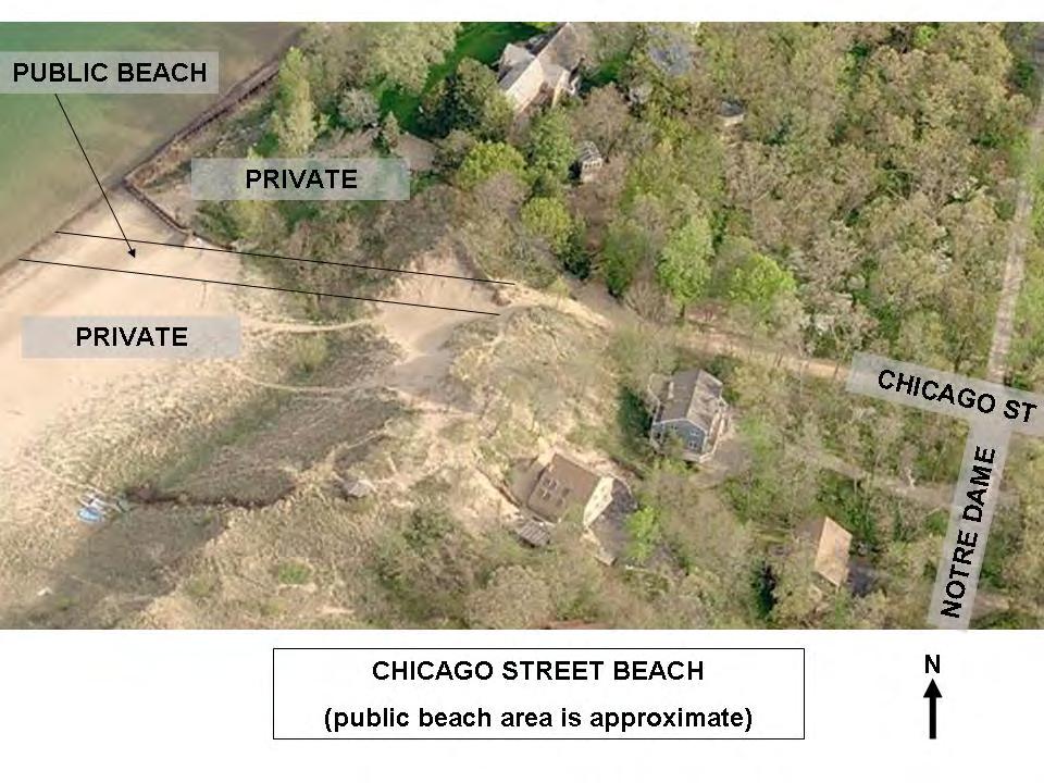 Recreation Inventory (cont d) Chicago Street Beach Chicago Street Beach is located in the street right-of-way at the terminus of Chicago Street at Lake Michigan.