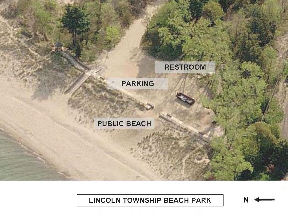 Lincoln Township Beach This park provides the primary public beach access within the Township. The park is 34.4 acres in size with direct frontage on Lake Michigan.