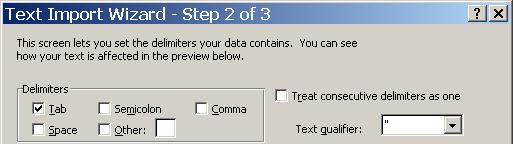 4. Excel prikazuje treći okvir za dijalog čarobnjaka Text Import.
