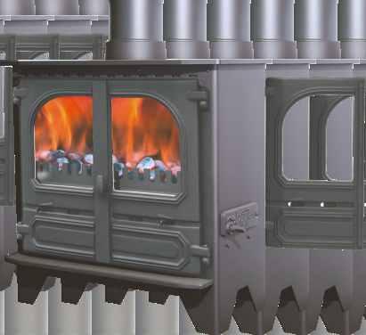 The grate mechanism can be adjusted for burning wood or other solid fuels.