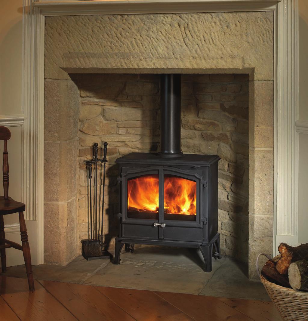 It boasts a slim profile, making it ideal where hearth depths are limited and in rooms where there is space for a larger stove but a bigger heat