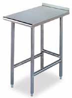 09/pk Beverage Tables Create a Space for All of Your Beverage Needs Heavy duty 300 series 14 gauge stainless steel top and intermediate shelf. No-drip edge and 5"Dx1"H urn trough.
