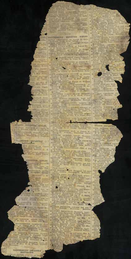 A fragment of newspaper that John Barker found in December 1918 in one of the CMR trenches.